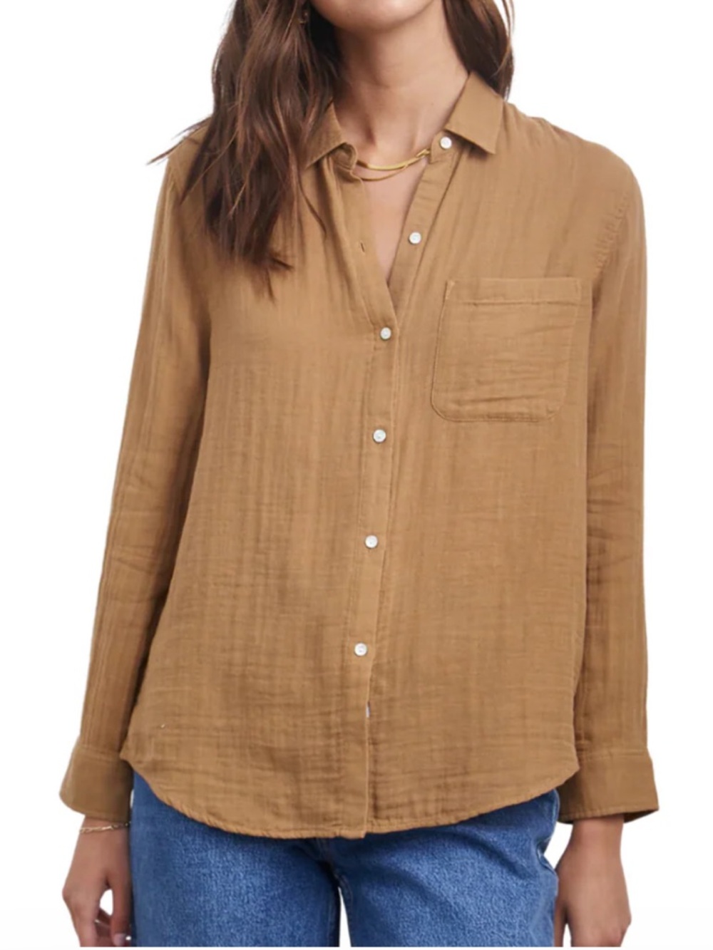 Rails  Ellis Toasted Coconut Lightweight Gauzy Button Up Shirt - Size Small